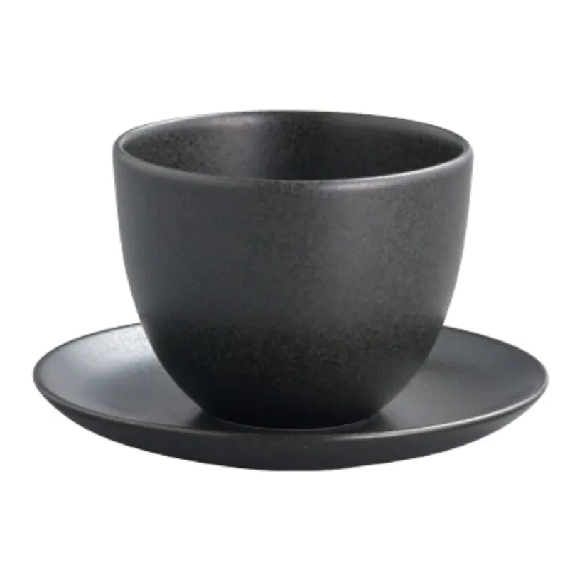 Kinto - Stone Porcelain Tea Cup and Saucer | Black