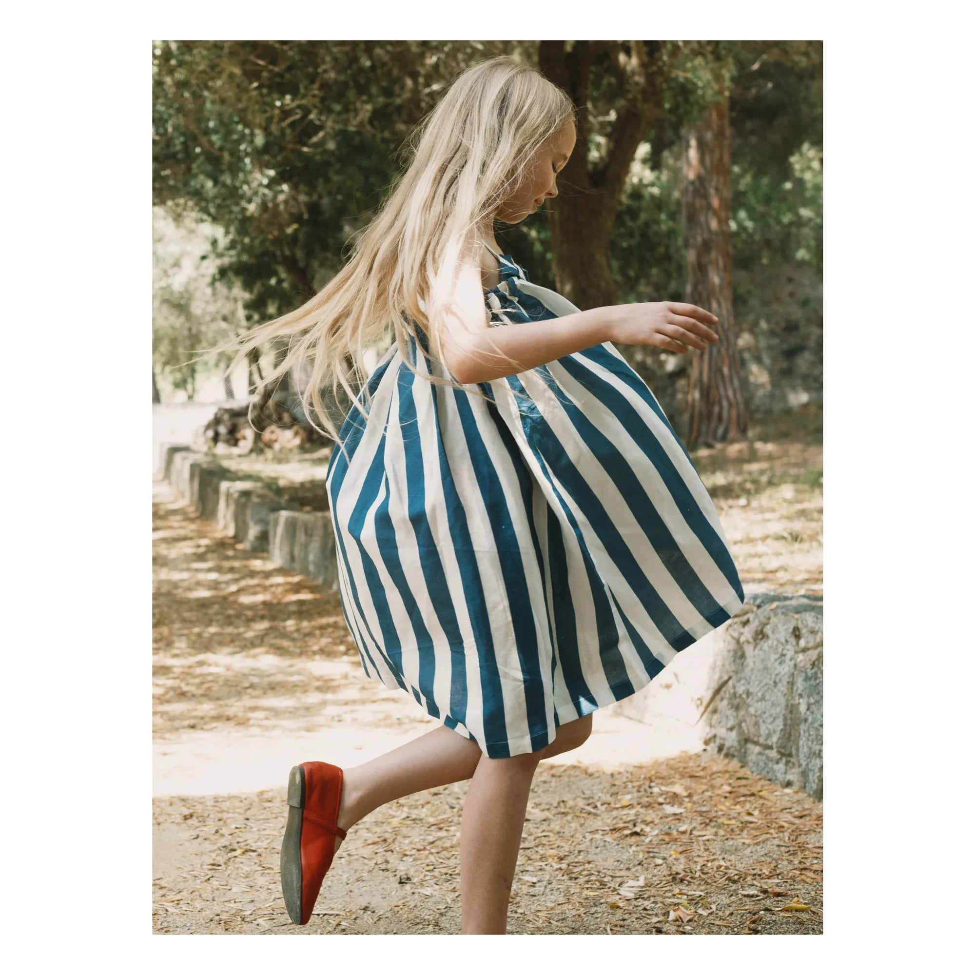 Tinycottons - Linen Striped Strapless Dress | Blue