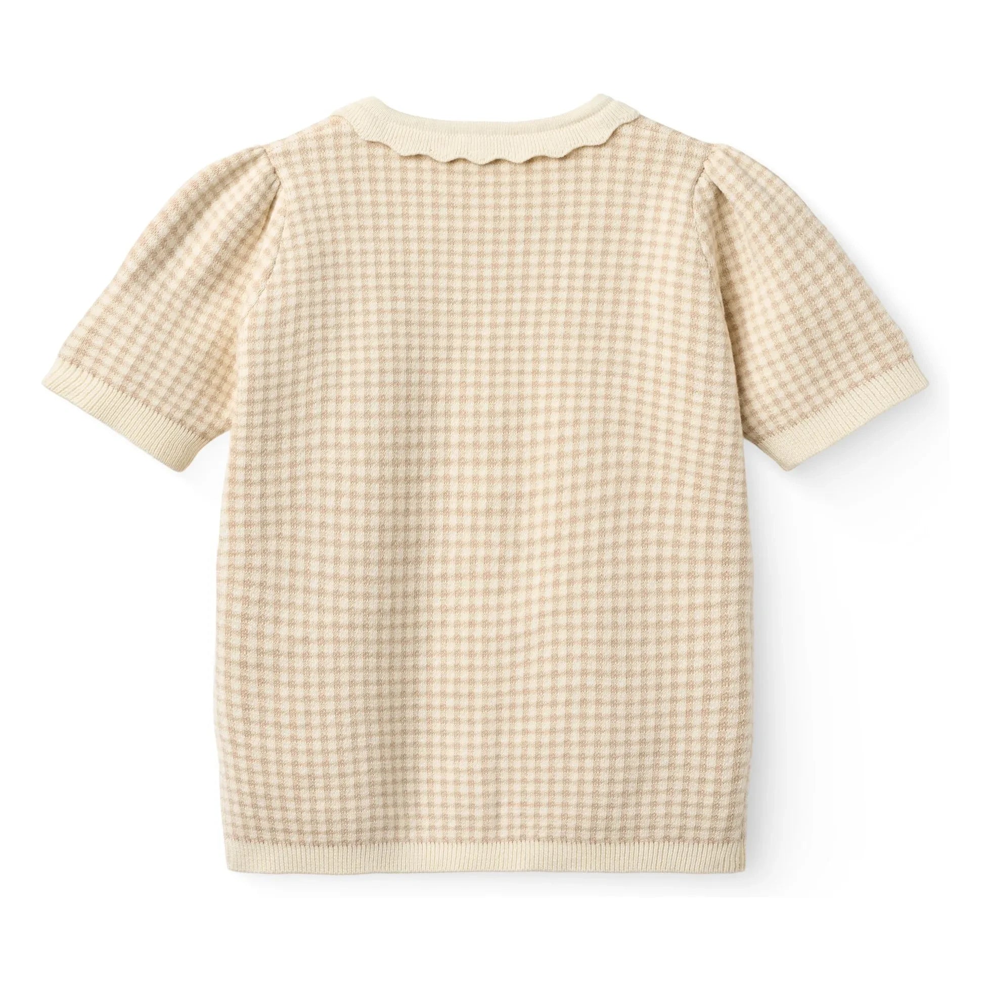 Copenhagen Colors - Organic Cotton Jacquard Short-Sleeve Cardigan | Beige Pink