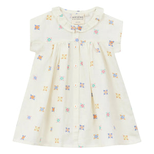 Arsène et Les Pipelettes - Floral Pattern Linen Voile Dress | Off-White