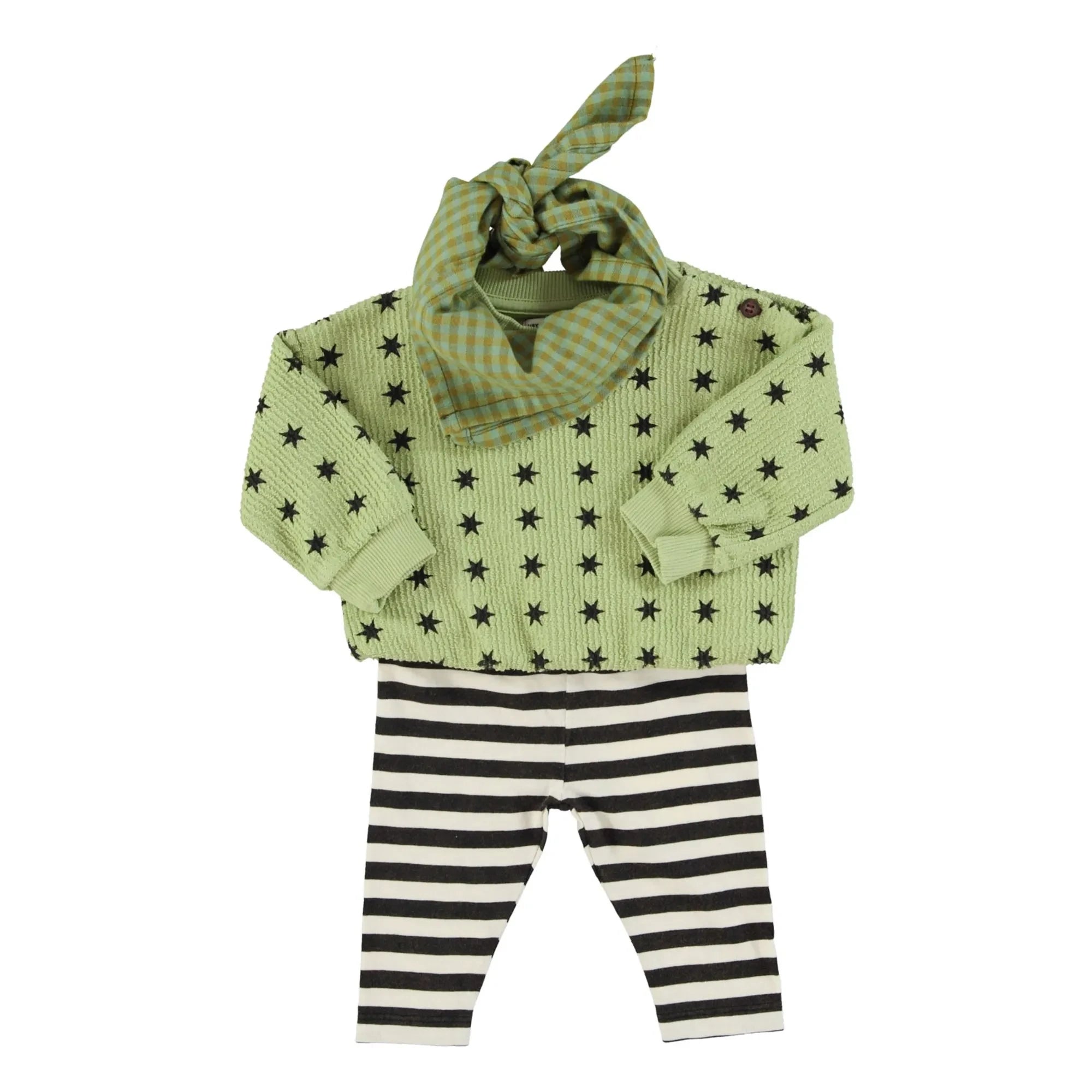 Piupiuchick - Ribbed Star Sweatshirt Organic Cotton | Green