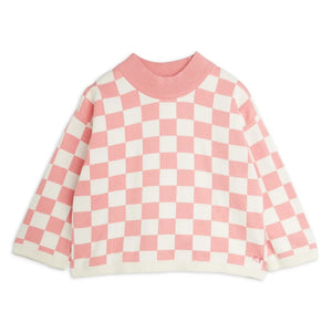 Mini Rodini - Damier organik pamuklu sweatshirt | Pembe
