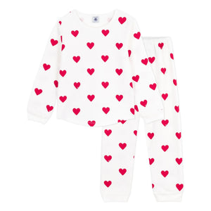 Petit Bateau - Heart-Shaped Fleece Pajamas | Ecru