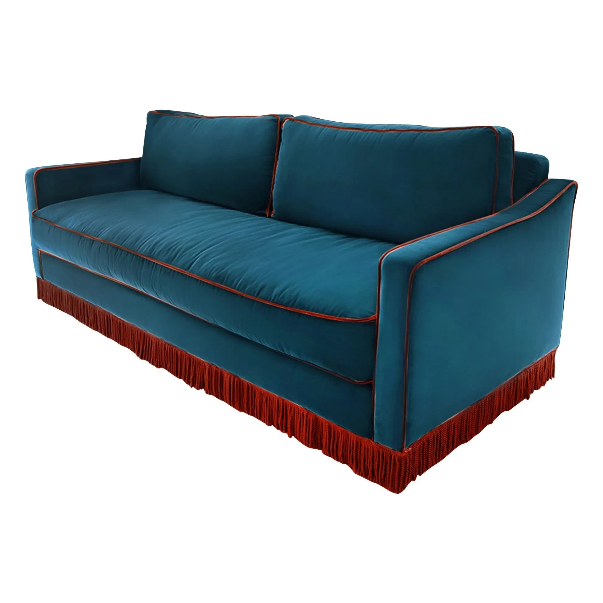 House of Capricorn - Afonso 3 kişilik kadife kanepe | Mavi