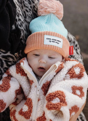 Hello Hossy - Color Block Pom-Pom Organic Cotton Beanie | Blue