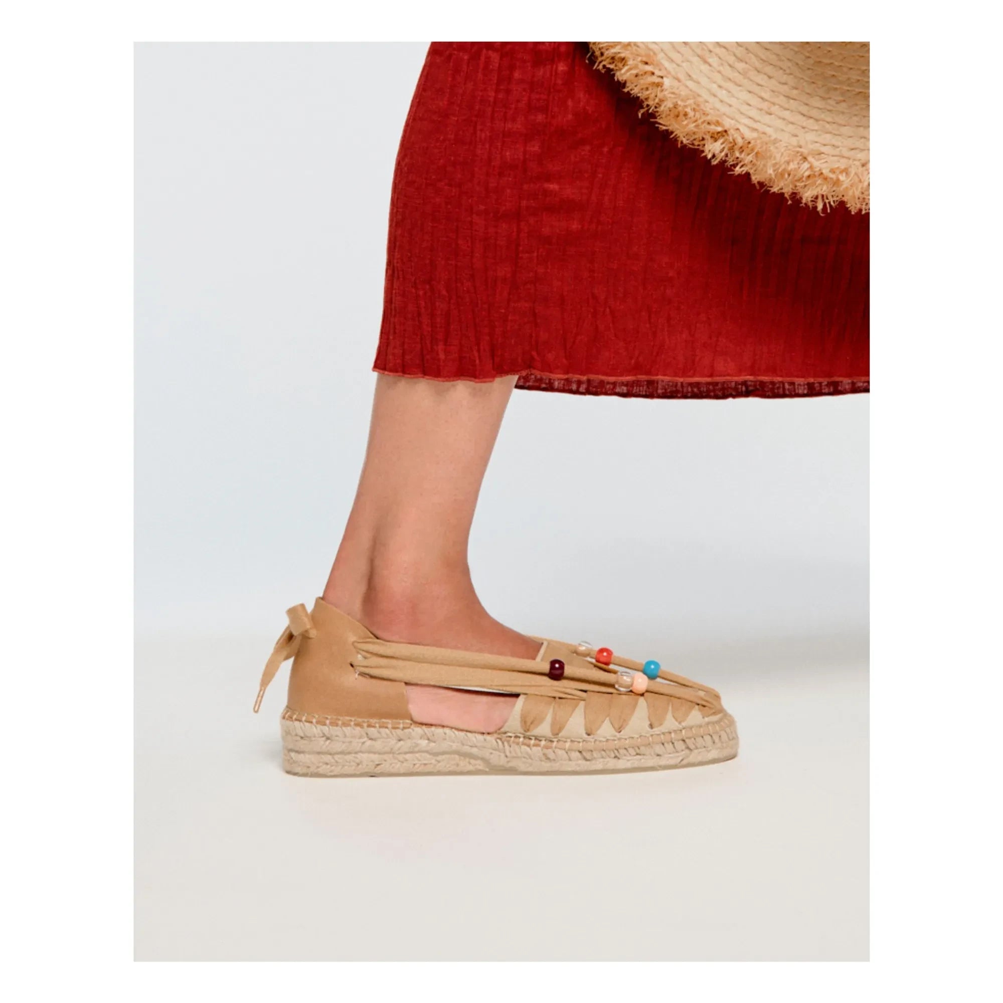 Naguisa - Pearl Detailed Espadrille Socks | Sand