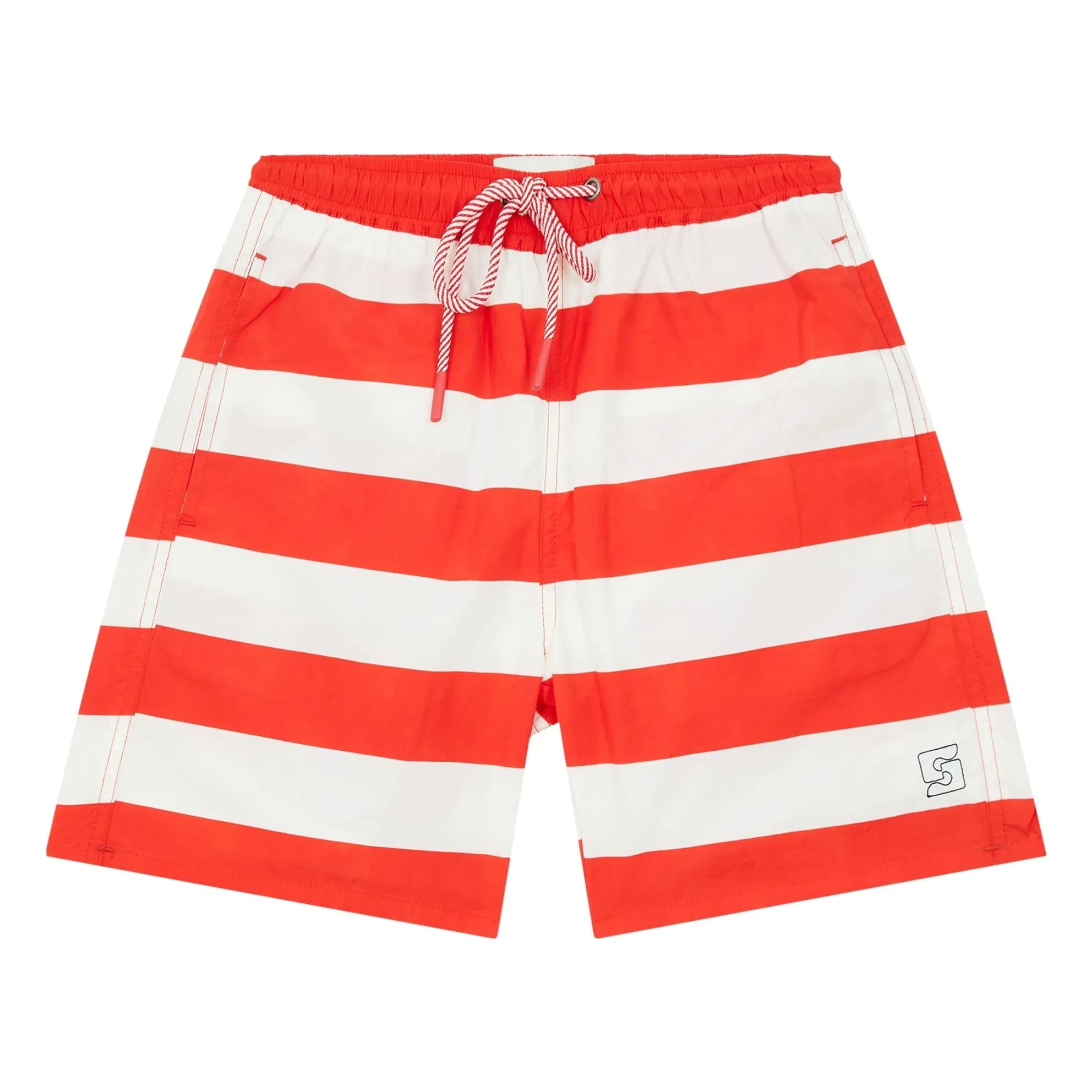Smallable Kid - Archie Striped Swim Shorts | Dark Red