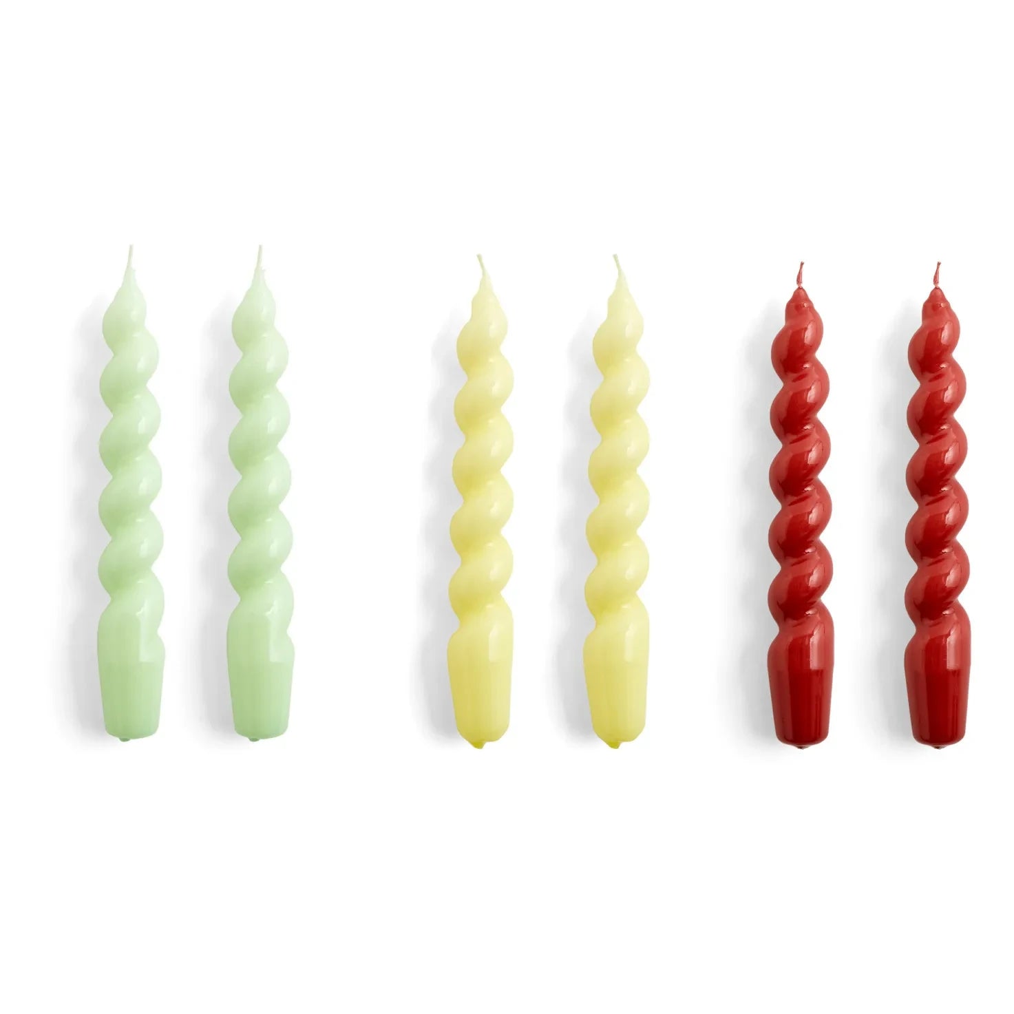 Hay - Spiral Candles - Set of 6 | Yellow Green