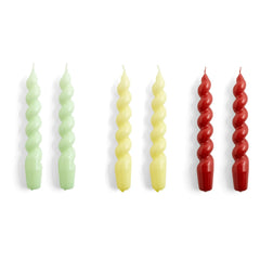 Hay - Spiral Candles - Set of 6 | Yellow Green