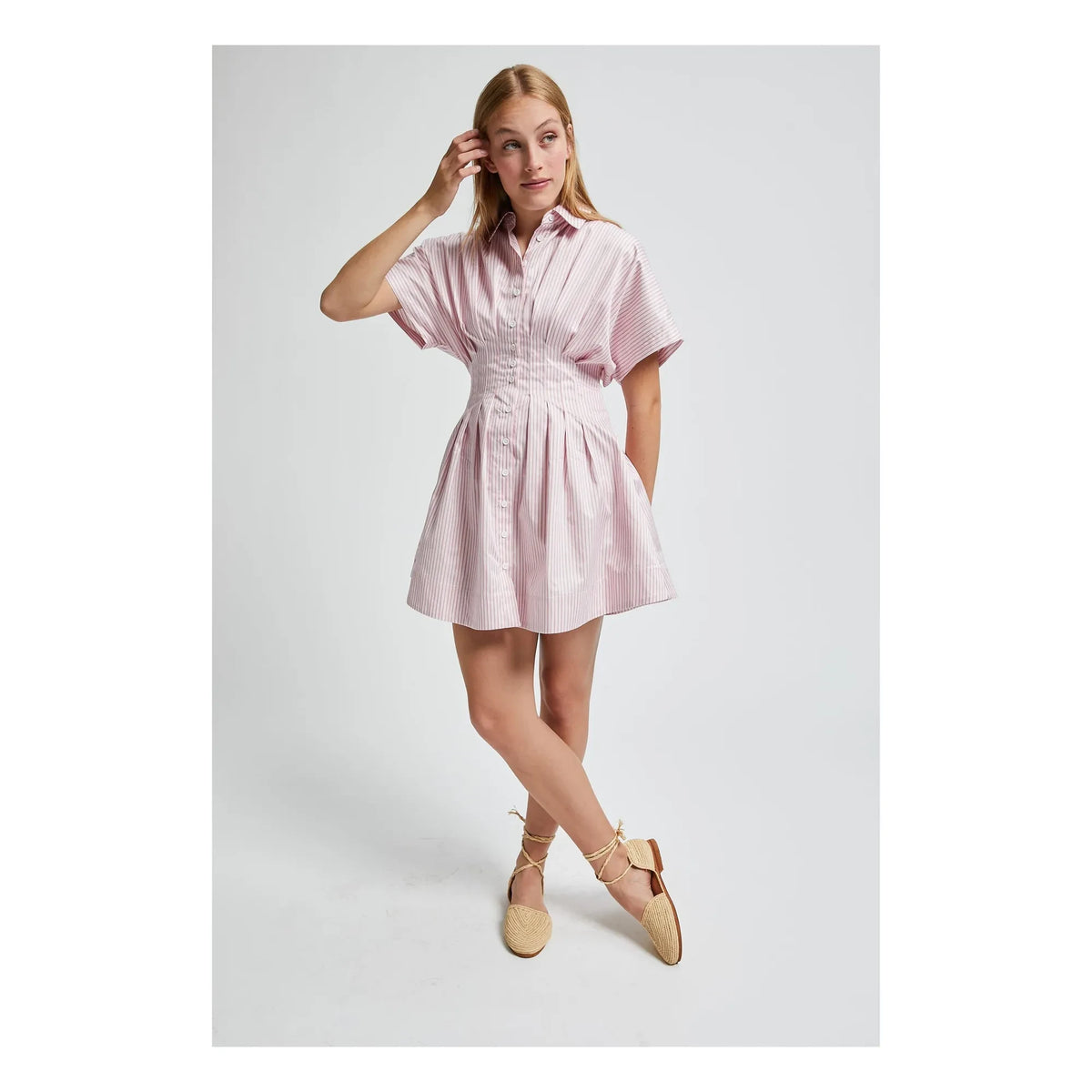 Indee - Striped Vilette Shirt Dress | Pink