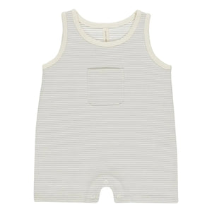 Quincy Mae - Striped Pocket Romper Shorts | Ecru