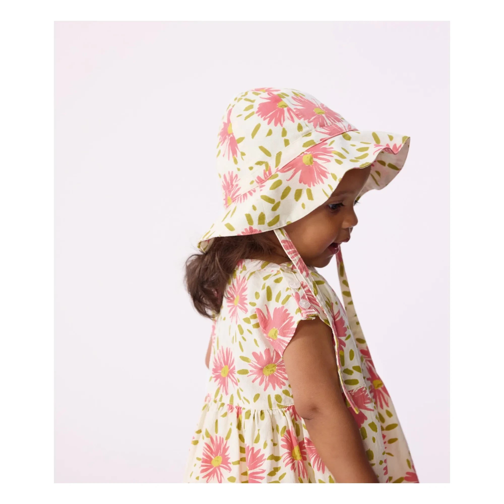 Small Boat - Organik Pamuk Crepe Çiçekli Floppy Hat | Ekru