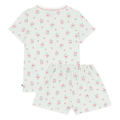 Petit Bateau - Striped Floral Pattern Pajama Shorts | Green
