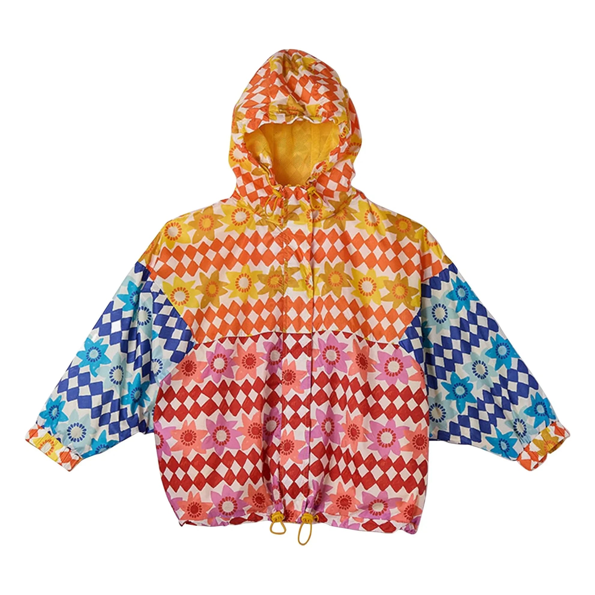 Fabula - Damier Fleurs Rüzgarlık | Turuncu