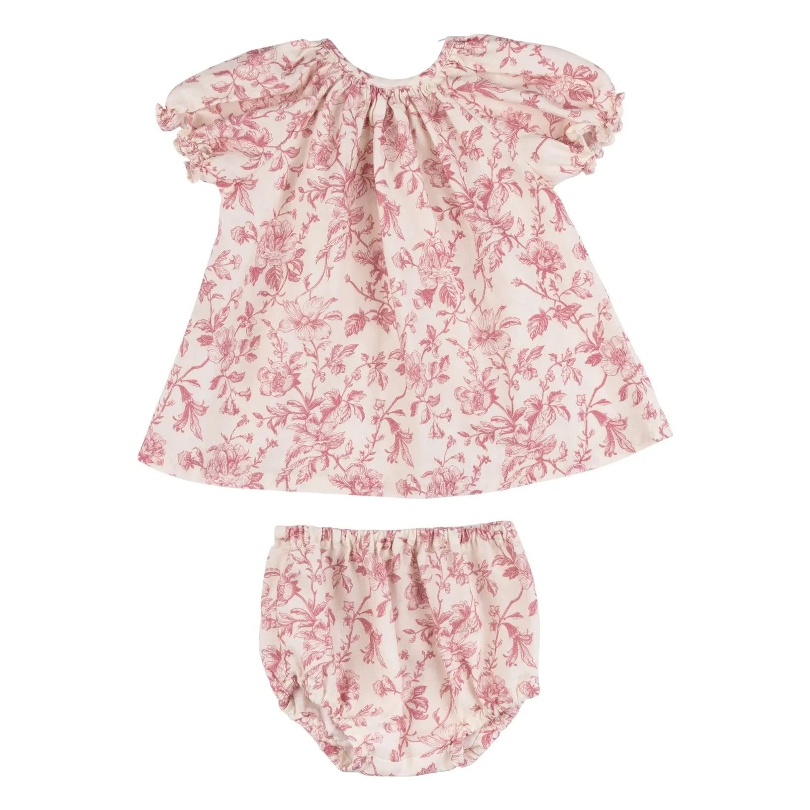 Babe & Tess - Linen floral dress and bloomer set | Powder Pink
