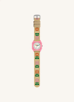 Mini Kyomo - Seventies Flowers Watch - Mini Kyomo x Taxi Brousse | Beige