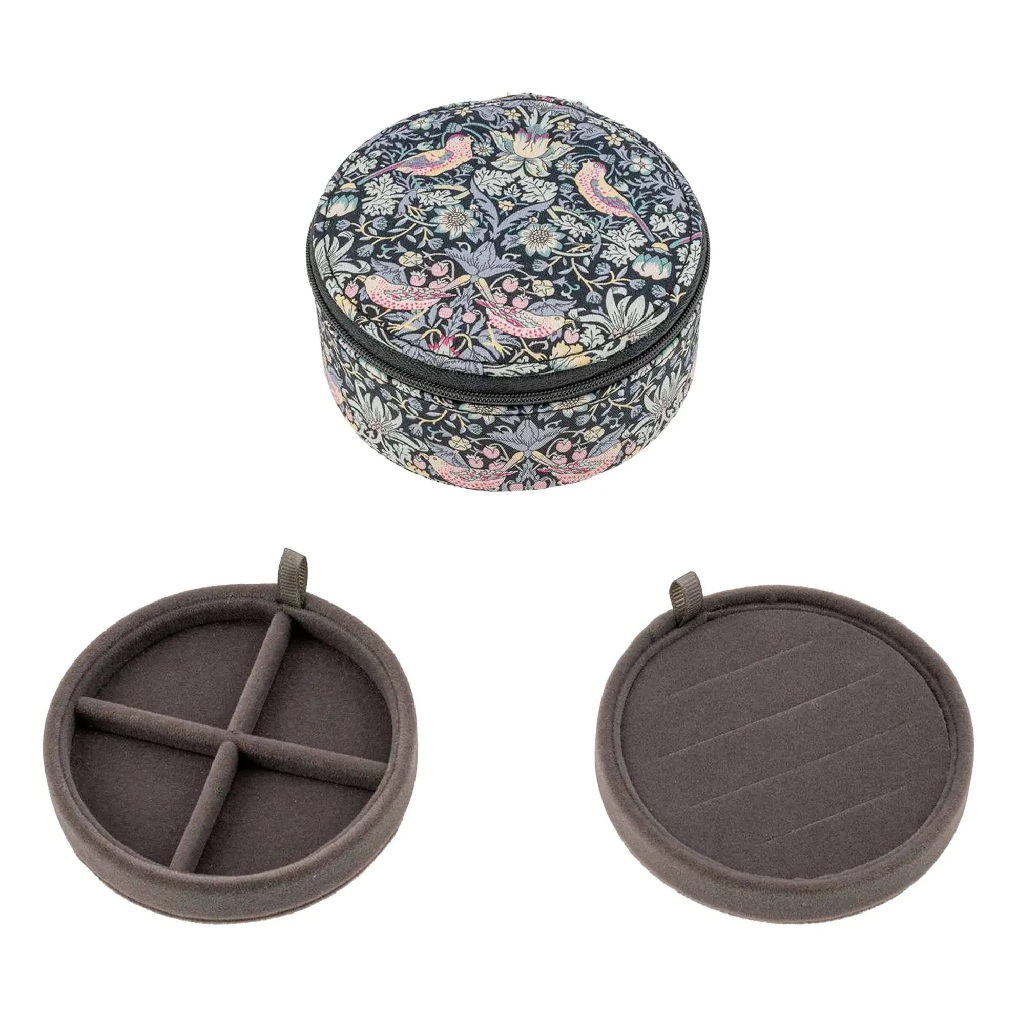 Bon Dep - Round Jewelry Box MW Liberty Strawberry Thief | Black