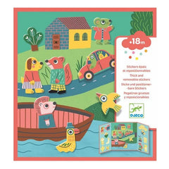 Djeco - Thick reusable stickers - Animals