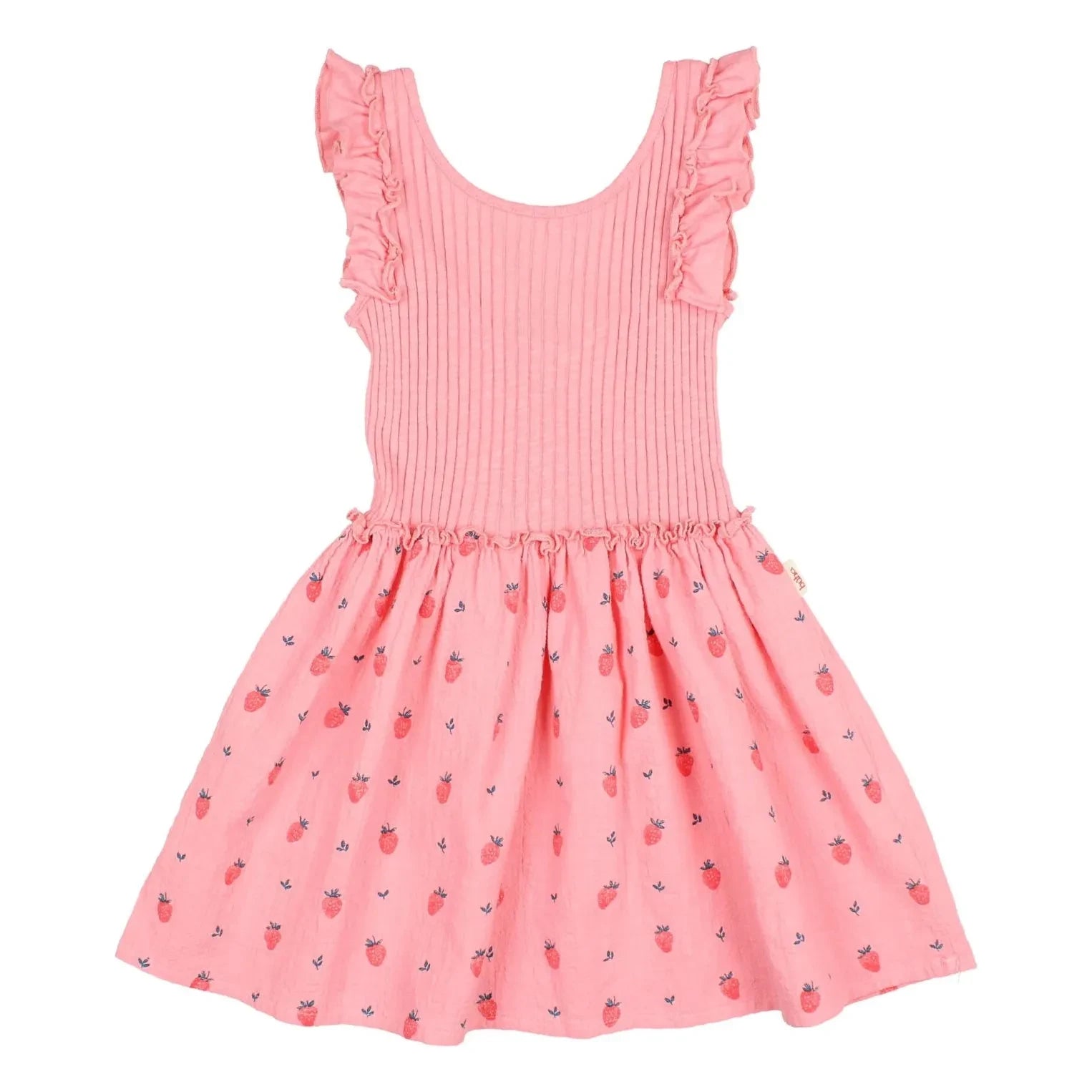 Búho - Ribbed Dress with Strawberry Ruffles Organic Cotton | Light Pink