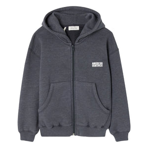 American Vintage - Doven Zip Sweatshirt | Marled Charcoal Gray