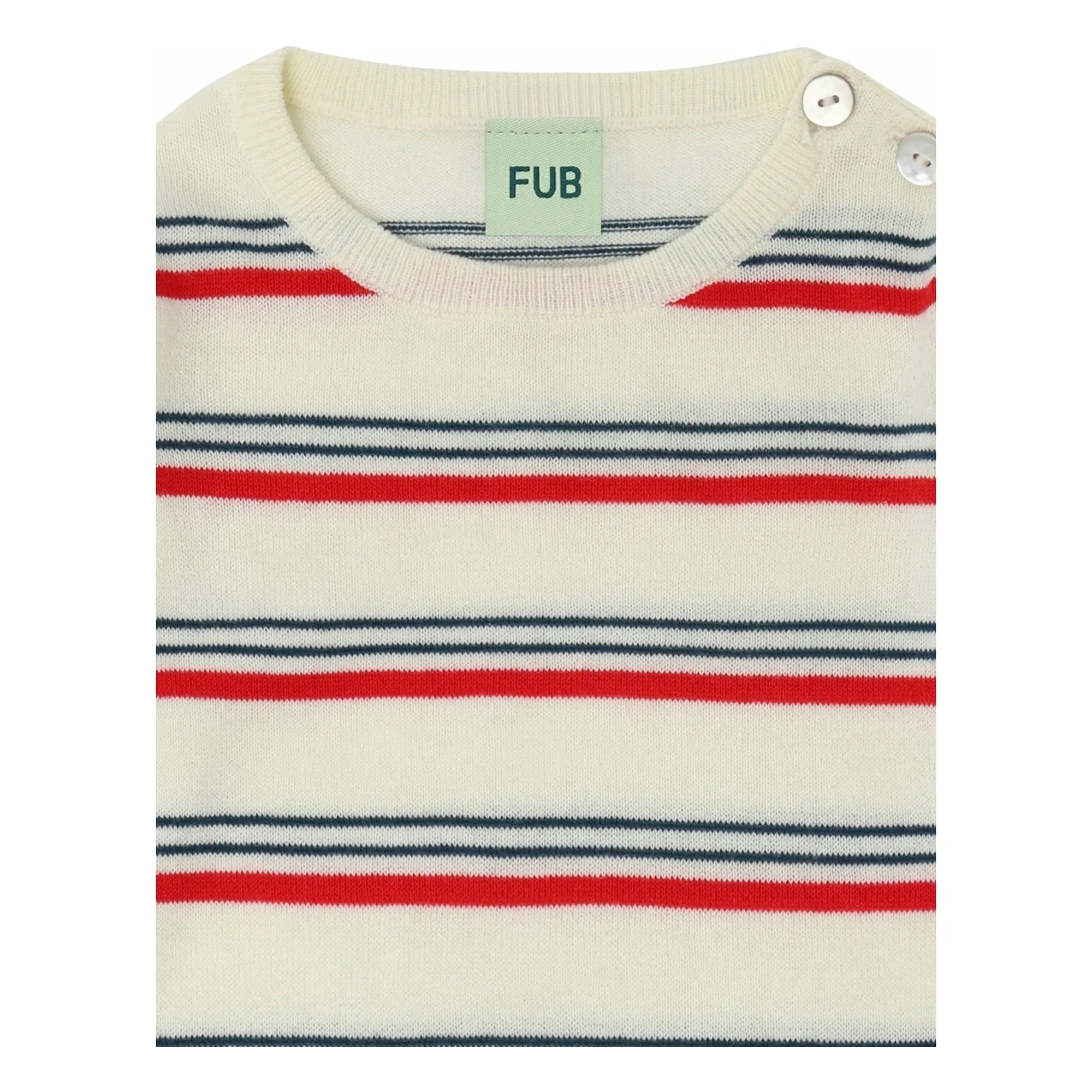 FUB - Striped Organic Cotton Long Sleeve Bodysuit | Red