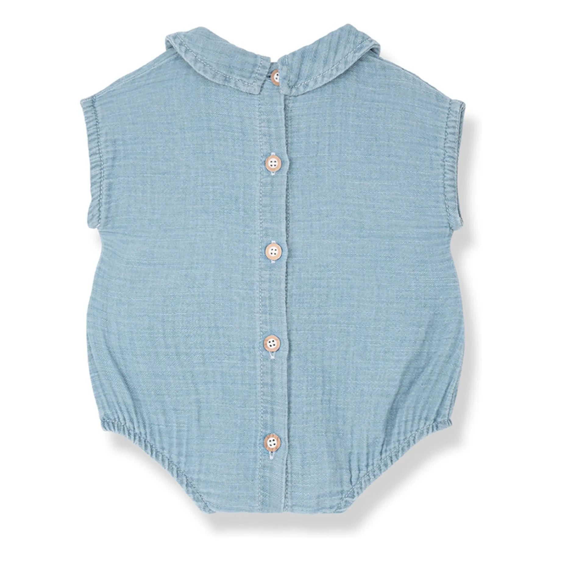 1+ in the family - Denim Claudine Collar Romper Zacinto | Light Blue