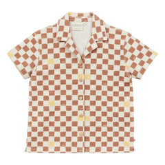 Arsène et Les Pipelettes - Damier organic cotton terry shirt | Brown