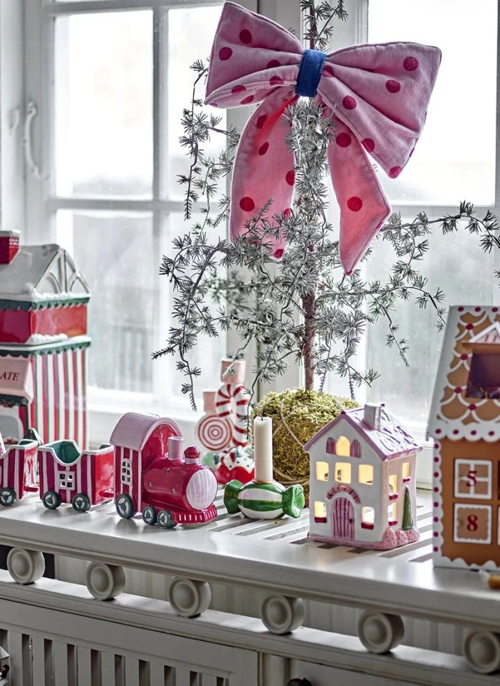 Bloomingville - Gloria Ceramic Train Christmas Decoration | Red