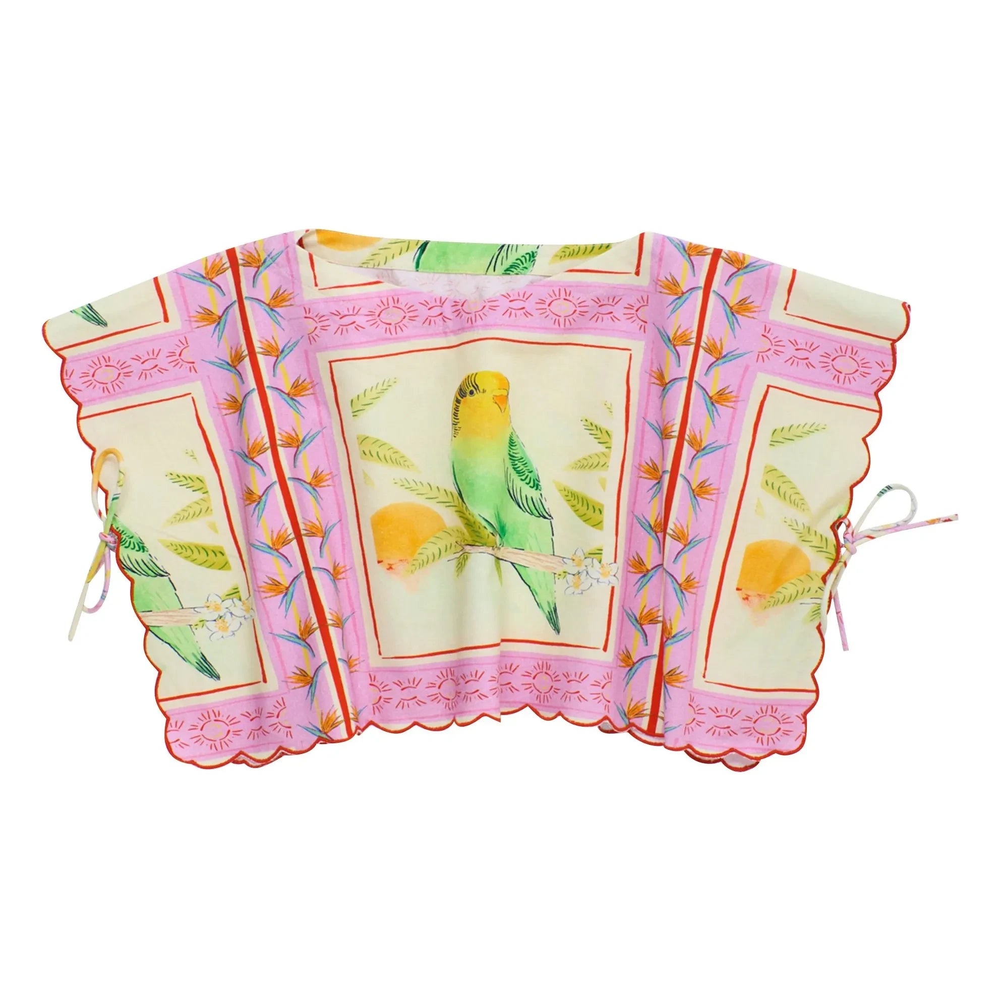 Maison Mangostan - Bird Patchwork Top | Pink