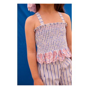 Louise Misha - Florentina Poplin Organic Cotton Gathered Top | Cream