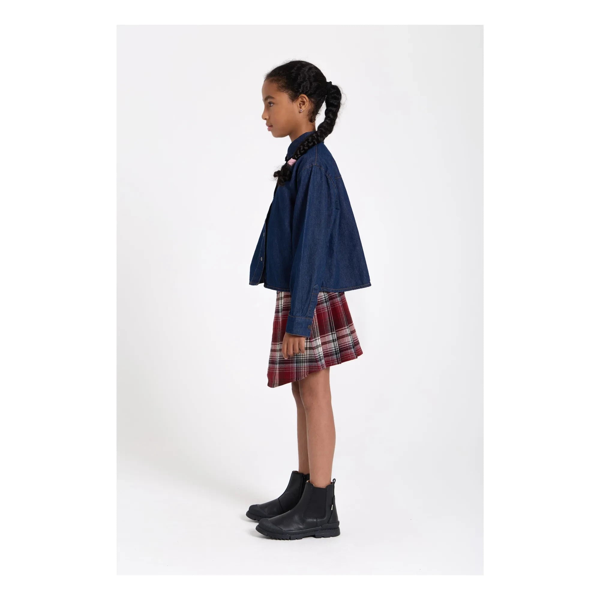 Finger in the Nose - Sterling Check Asymmetric Skirt | Aubergine