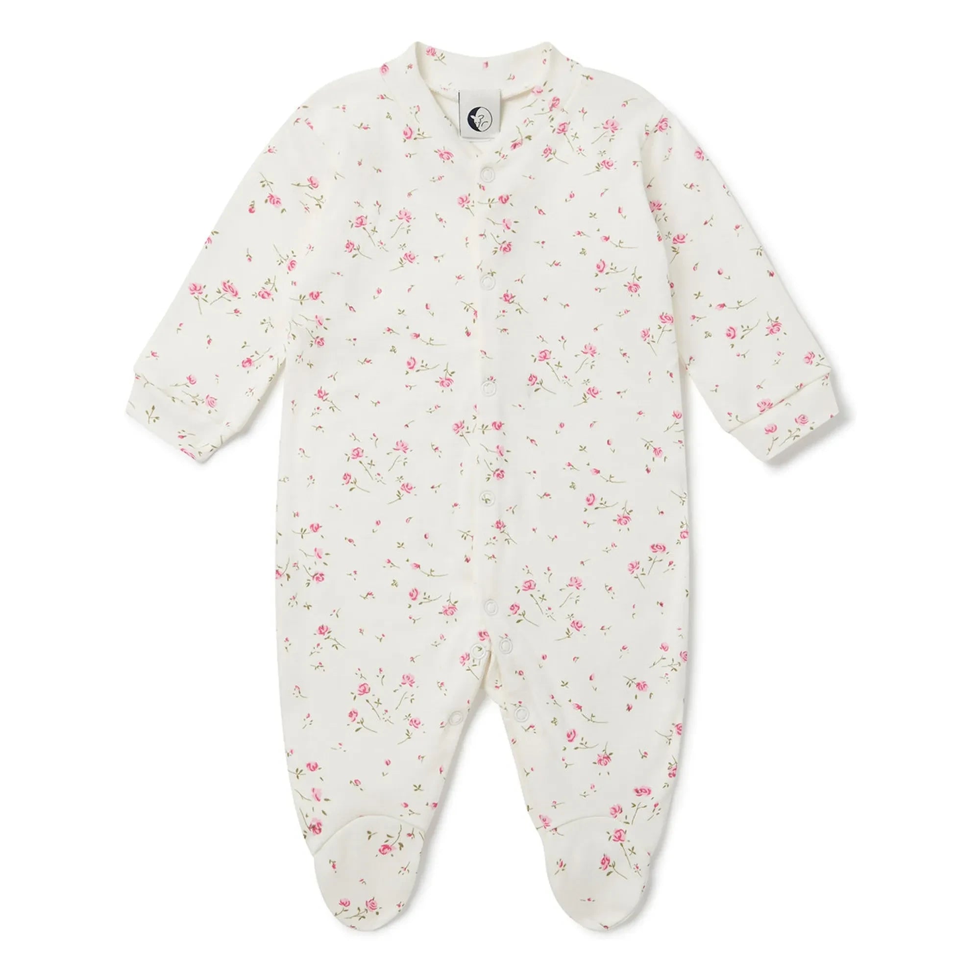 Sleepy Doe - Organic Cotton, Footed Floral Pajamas | White