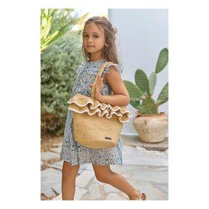 Tartine et Chocolat - Rattan Frilled Basket | Natural