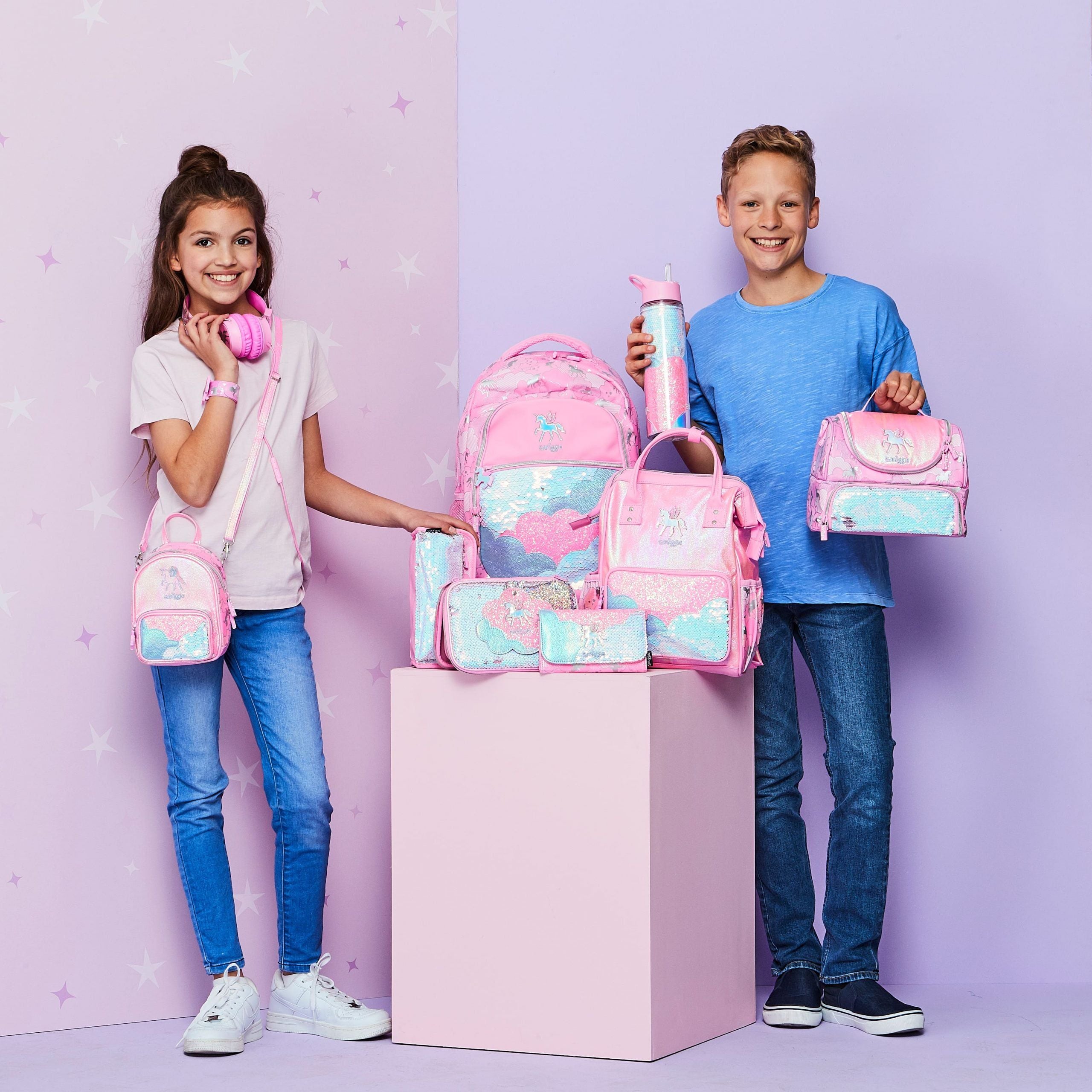 Smiggle - Lunar Pembe Unicorn Klasik Sırt Çantası-Dinossi