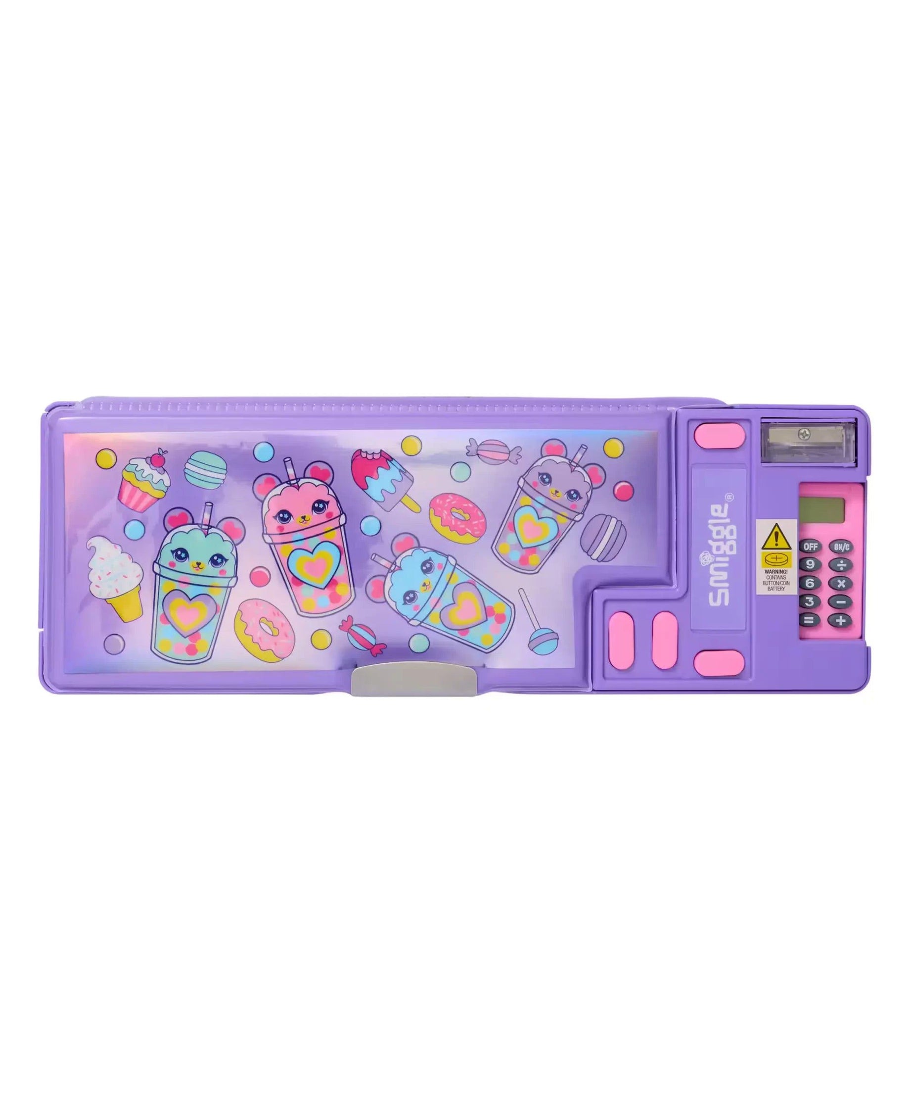 Smiggle - Wonder World Tatlı Atıştırmalıklar Hesap Makineli Pop Out Otomatik Kalem Kutusu-Dinossi