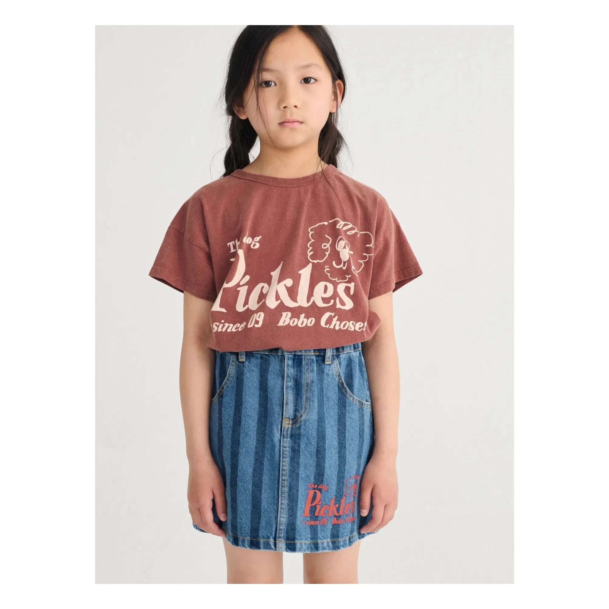 Bobo Choses - Striped Denim Skirt Made of Organic Cotton | Blue