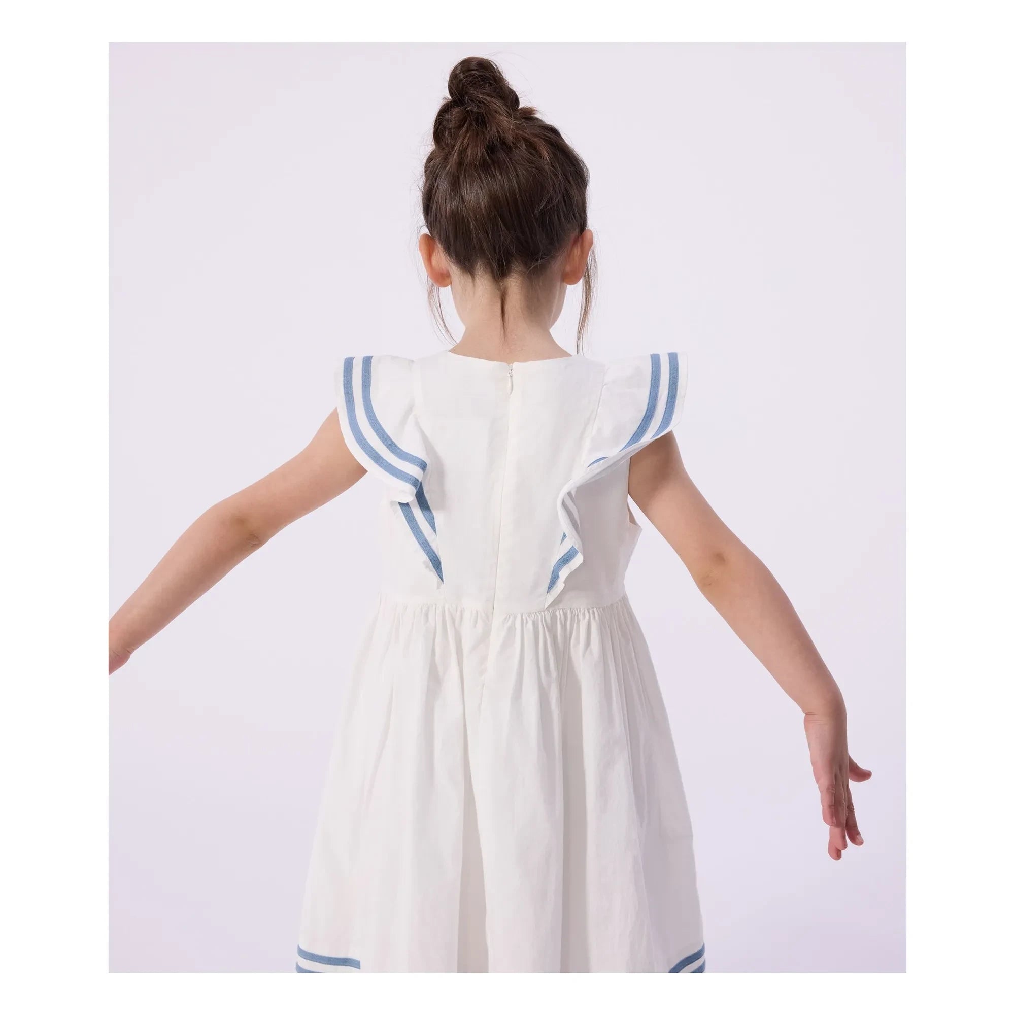 Petit Bateau - Organic Cotton Poplin Ruffled Dress | White