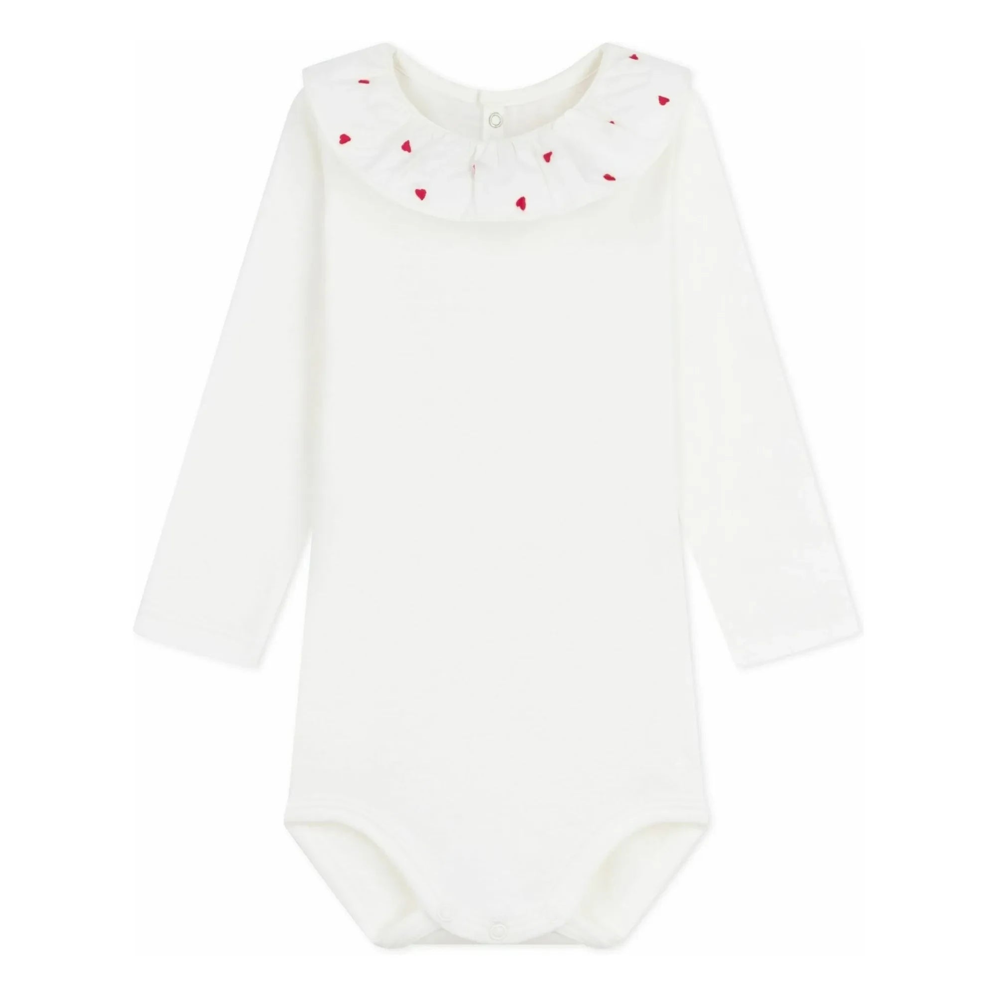 Petit Bateau - Organic Cotton Ruffled Collar Bodysuit | White