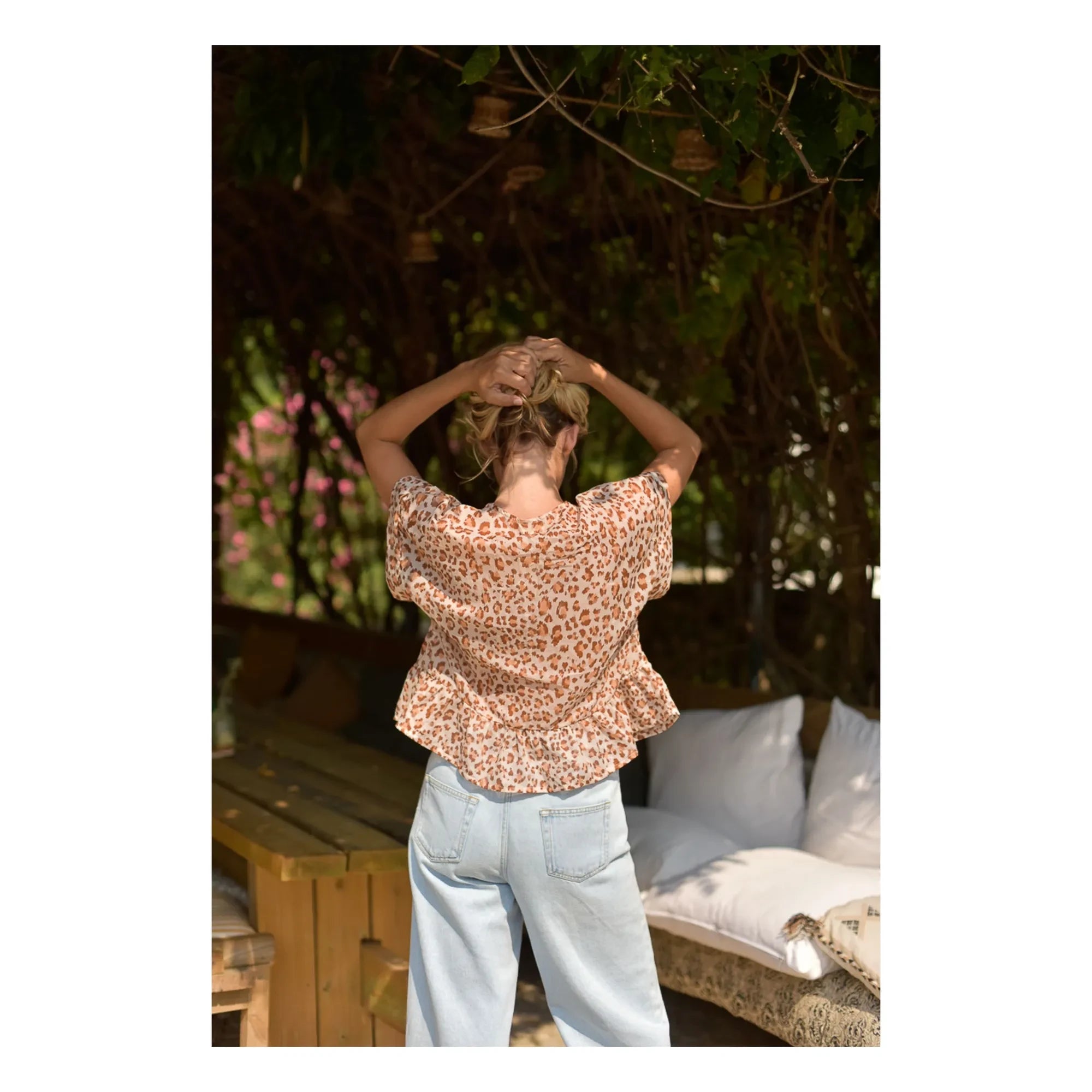 Marlot Paris - Suzon Leopard Blouse Cotton Voile - Women's Collection | Light Pink