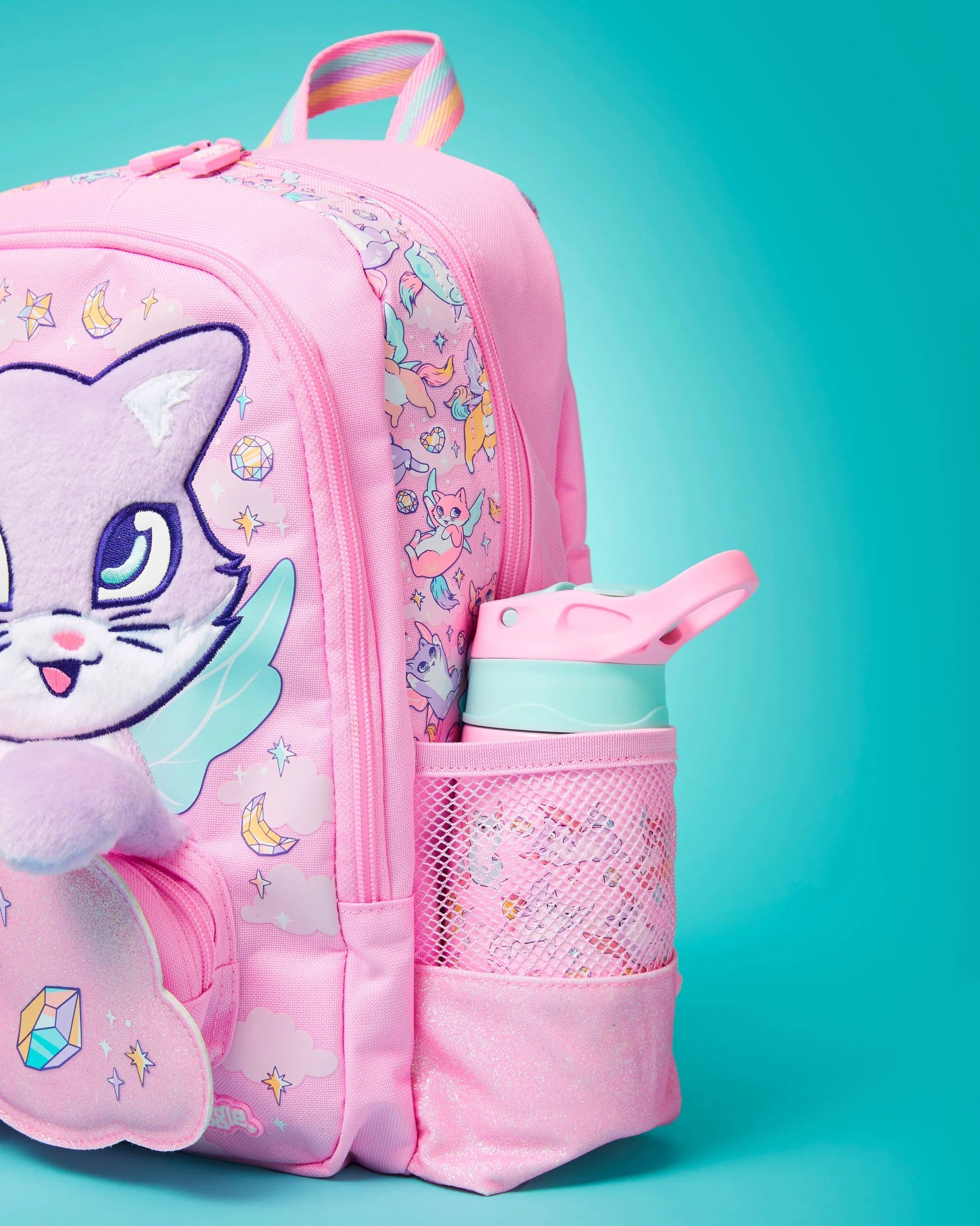 Smiggle - Happy Tales Çelik Otomatik Pipetli 400ML Matara-Dinossi