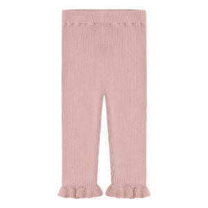 FUB - Thin Knit Organic Cotton Ruffled Leggings | Light Pink