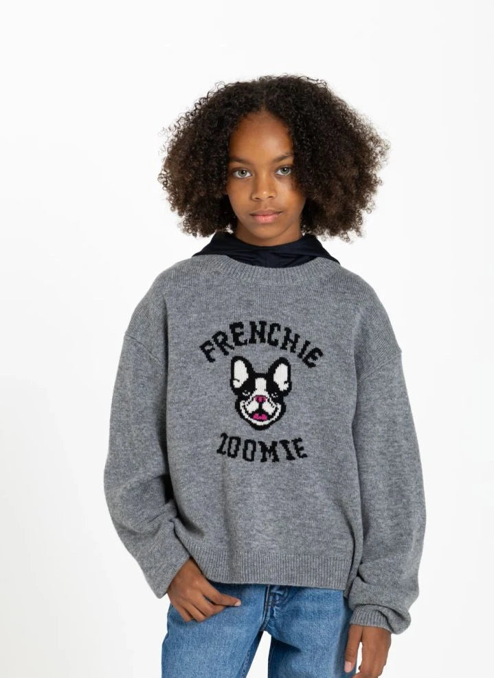 Finger in the nose - Sally Frenchie Merino Wool Sweater | Grey Melange