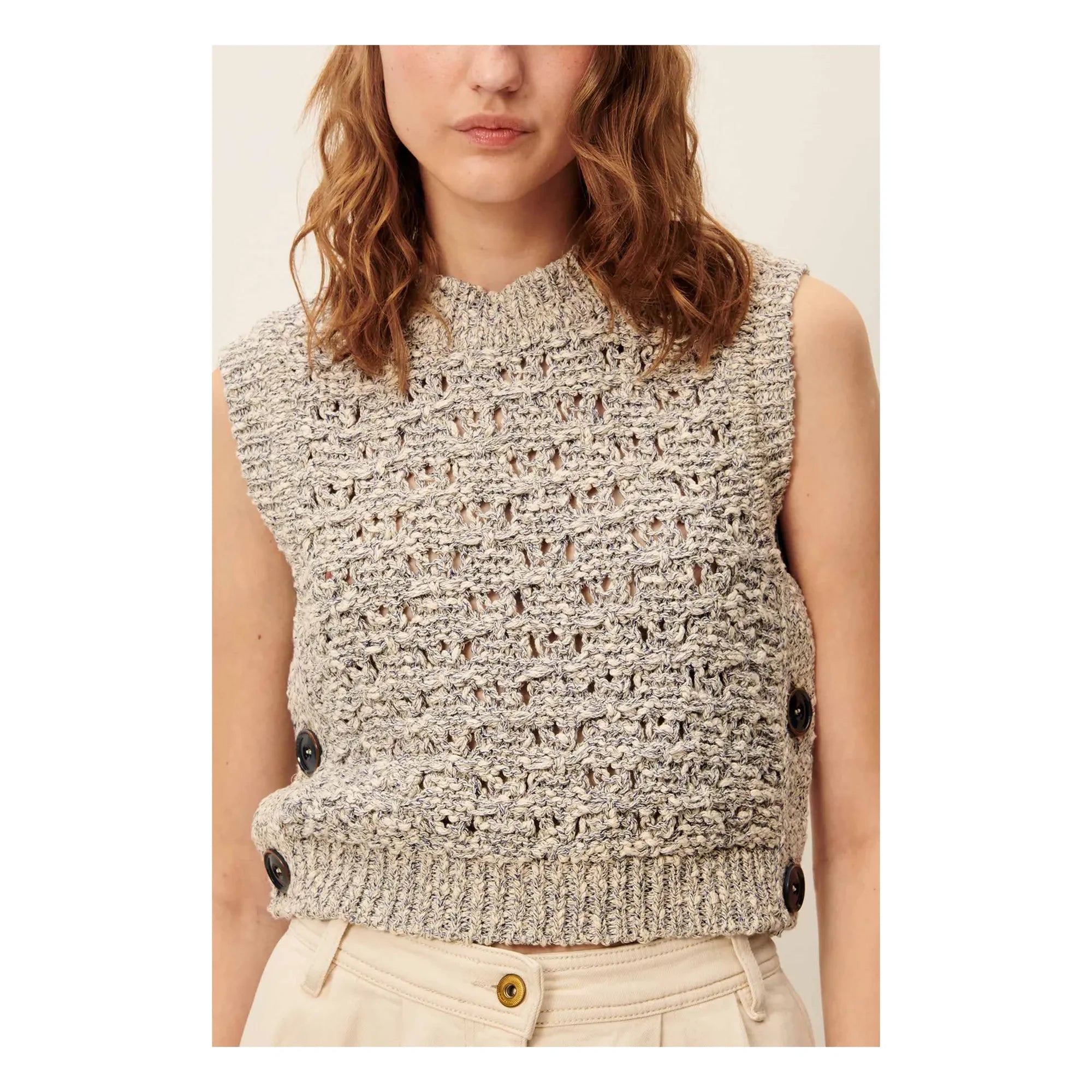 Sessùn - Maranhao Sleeveless Sweater | Gray Blue