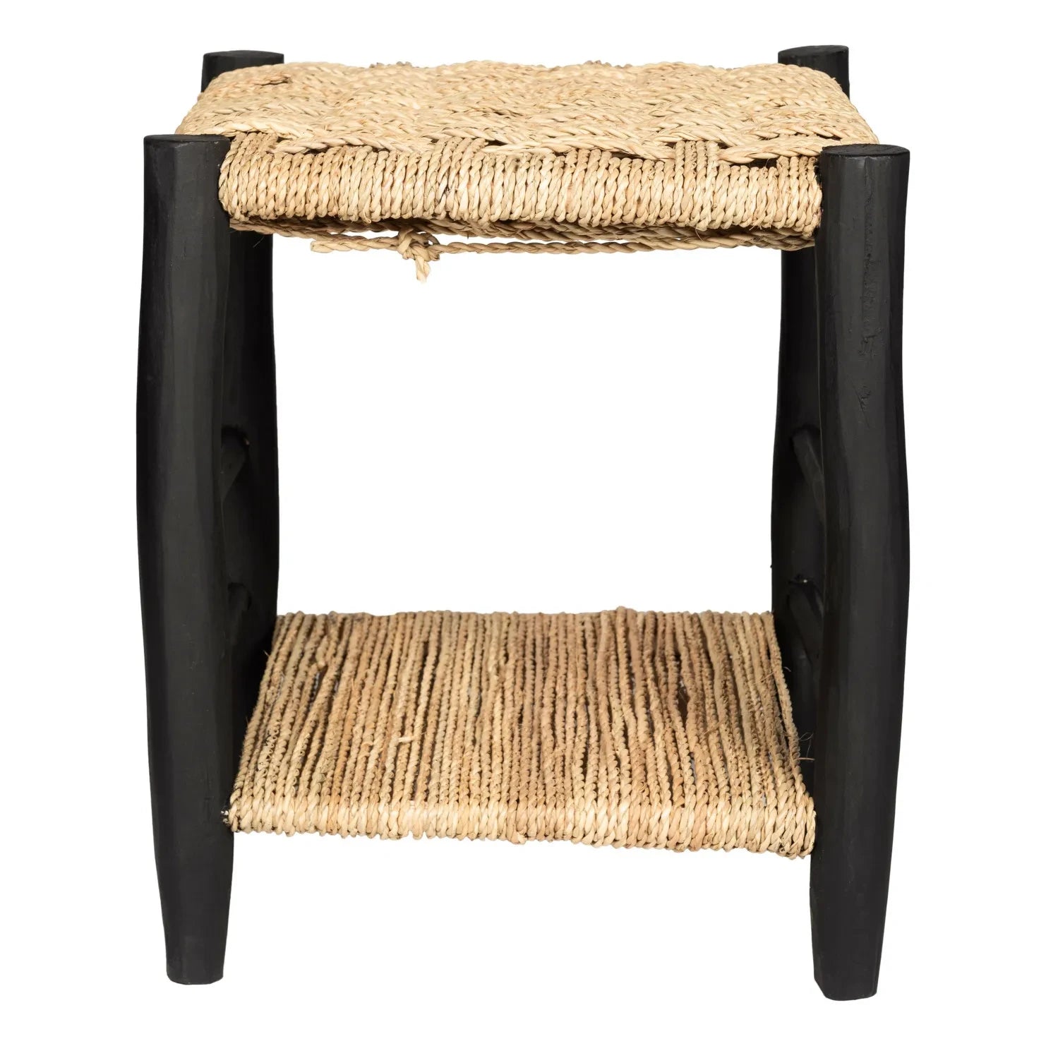 Cosydar - Palm Leaf and Painted Wood Nightstand | Black