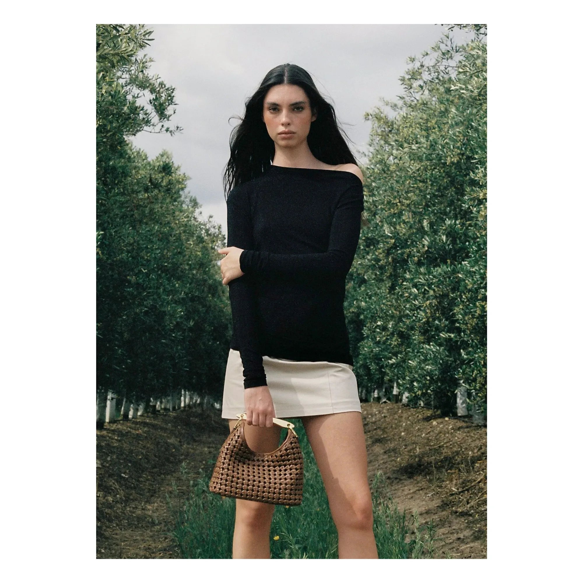 Elleme - Small Boomerang Knit Leather Bag | Cognac