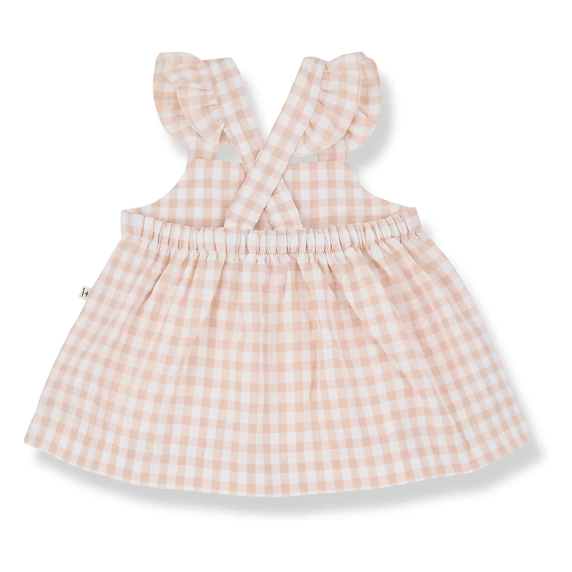 1+ in the family - Rodhes Vichy Seersucker Dress & Pantyhose Set | Beige pink
