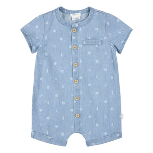 Petit Lem - Organic Cotton Chambray Anchor Jumpsuit | Denim blue