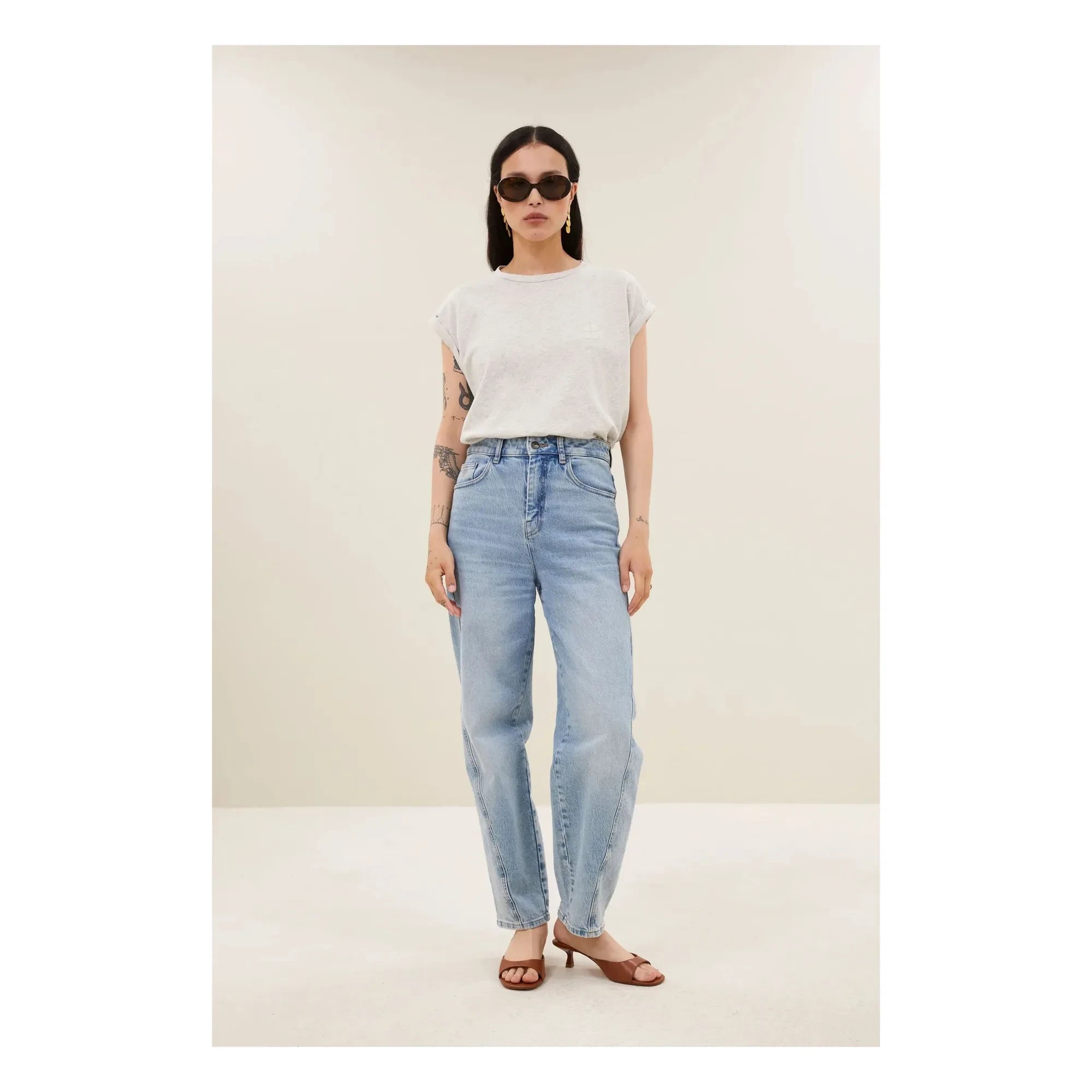 By Bar - Tobi Flame Cotton T-Shirt | Gray