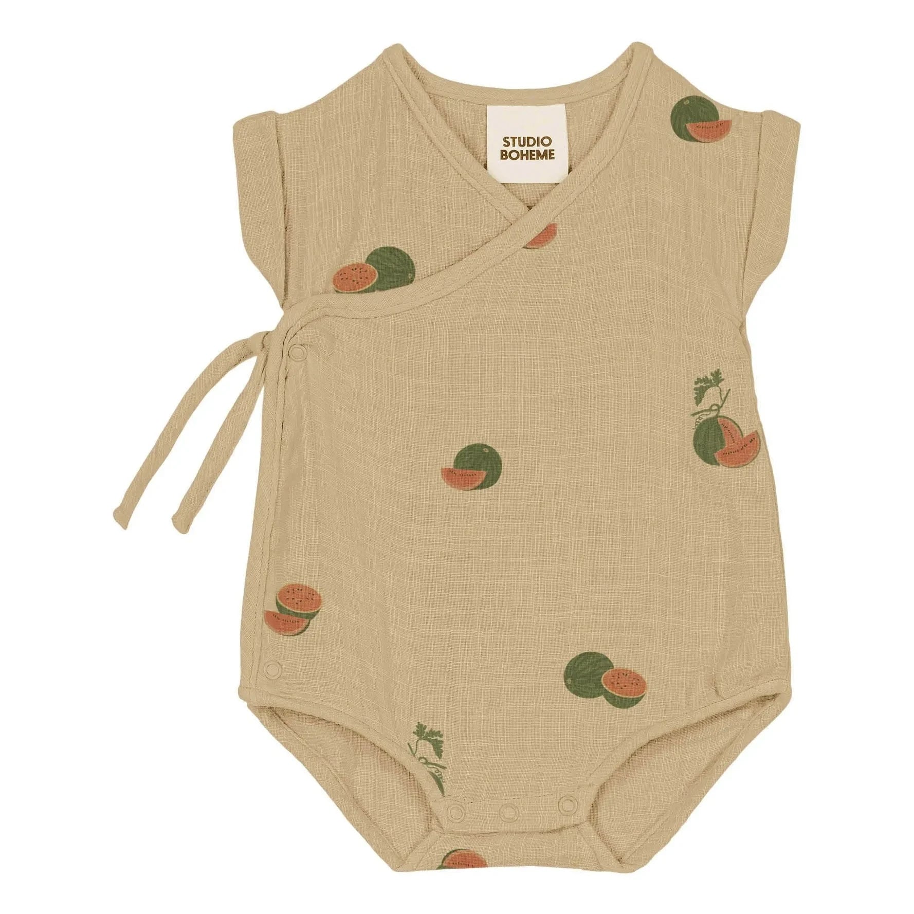 Studio Bohème - Organic Cotton Watermelon Cloud Hooded Jumpsuit | Sage