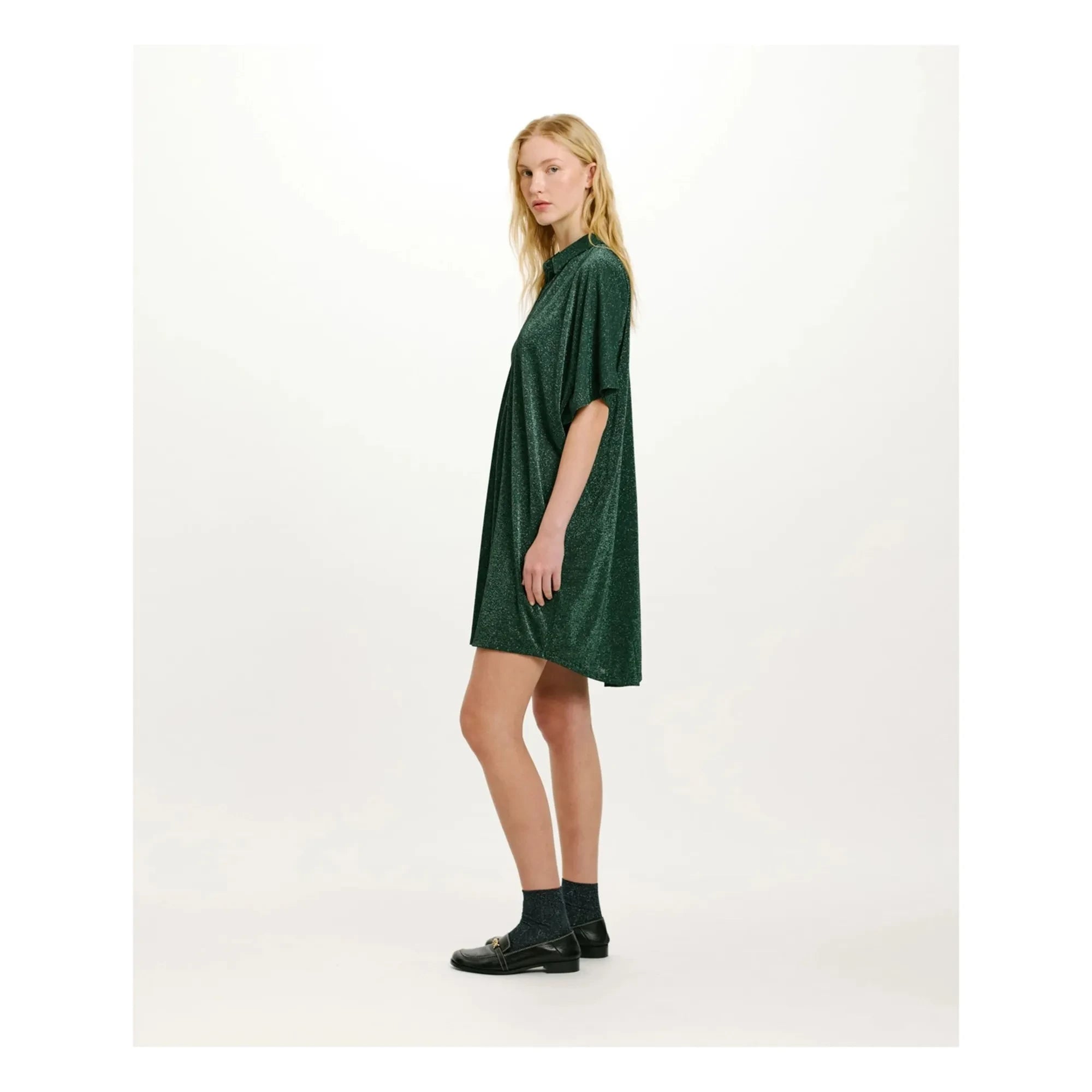 Momoni - Asado Metallic Dress | Green